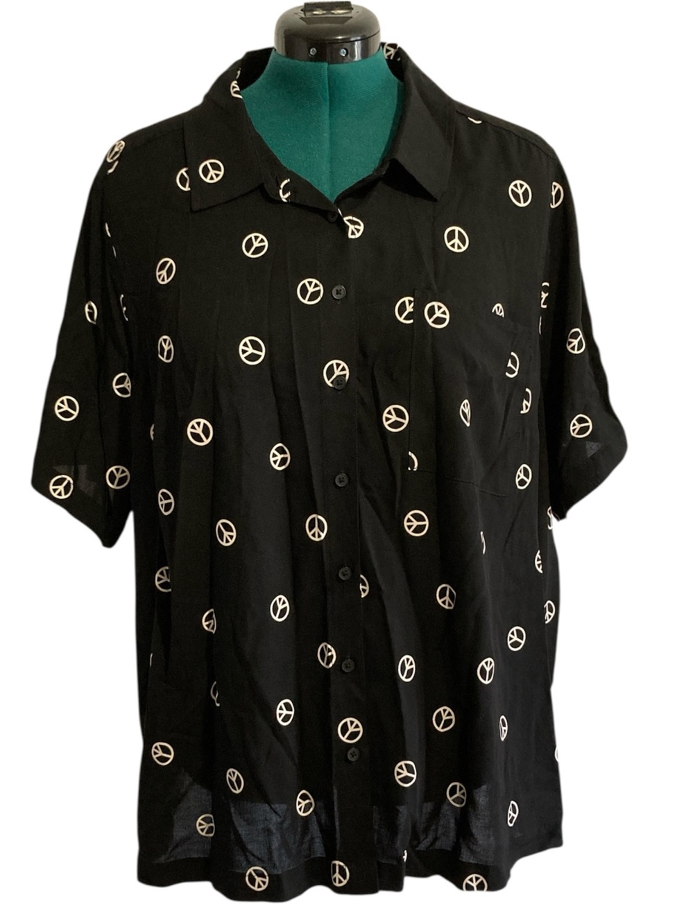 Torrid Peace Symbol Novelty Print Button Down Shirt